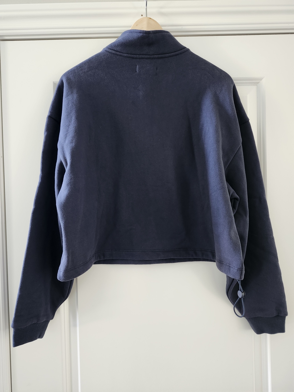 SET Active Navy Cropped Half Zip Fleece Sweatshirt Pullover NWOT Size Small - Picture 7 of 7